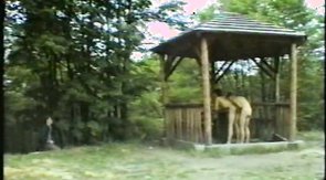 Hot sex in the garden between the stunning young boys