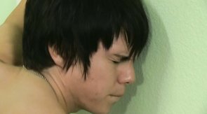 Black-haired twink fucked hard in doggy style pose