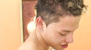 Young bareback lovers demonstrating impressive anal action