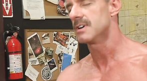 His tight asshole is getting fucked in the doggy style pose