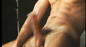 Sweet vintage hunk with muscular body shape undressing and wanking