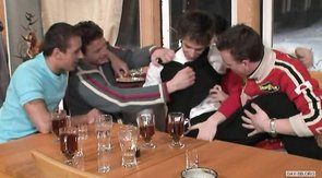 Spicy gay fivesome between nasty dick-sucking lovers