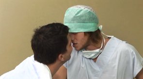 Four sexy doctors are sucking their patient's dick!