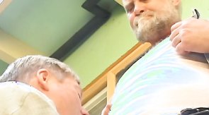 Two old gays are having good hardcore sex in the garden