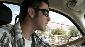 Sexy white driver is looking for a black cocksucker