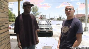 Submissive black dude and white cock in the clip by Thug Hunter