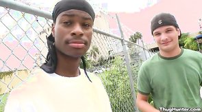 Skillful black dude sucking dick of a Thug Hunter