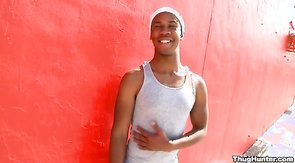 Cute black boy is sucking my dick on camera!