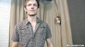 Skinny boy is sucking juicy dick during interview