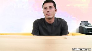 Smiling candidate undress at the Bareback Casting!