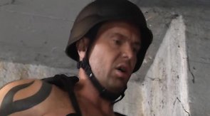 Hardcore tattooed soldier fucks a spicy robber in the ass