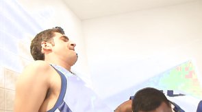 Skinny white male is sucking a big black wiener