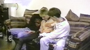 Passionate young lads are blowing hard dicks of each other