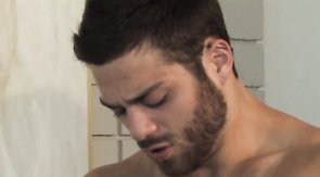 Two gorgeous muscled hunks are having a hot bareback action