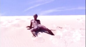 Beach Striptease: Tanned Hunk Bares All