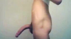 Skinny Twink Overflowing with Cum on Webcam