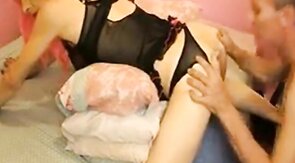 Pink-Haired Crossdresser Takes a Huge Cock Bareback