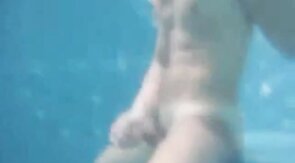 Big-Cock Man Masturbates Outdoors: Underwater Cum Explosion!