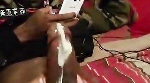 Black Stud Strokes His Massive Cock On Webcam