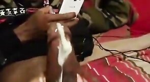 Black Stud Strokes His Massive Cock On Webcam