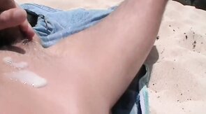 Beach Handjob Leads to Masturbation and a Nice Load
