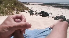 Beach Handjob Leads to Masturbation and a Nice Load