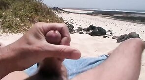 Beach Handjob Leads to Masturbation and a Nice Load