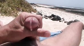 Beach Handjob Leads to Masturbation and a Nice Load