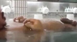Japanese Sauna Bears Cum Together