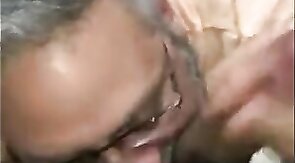 Old Man Receives a Blowjob