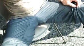 Public Masturbation: Airport Pee and Cum