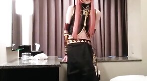 Asian Crossdresser Cums Cosplaying