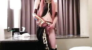 Asian Crossdresser Cums Cosplaying