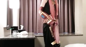 Asian Crossdresser Cums Cosplaying