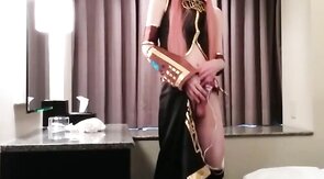 Asian Crossdresser Cums Cosplaying