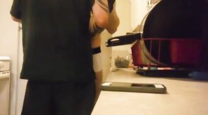 Tattooed Muscle Hunk Barebacks his Boy after Work