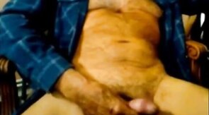 Amateur Bear Grandpa Cums with Toy