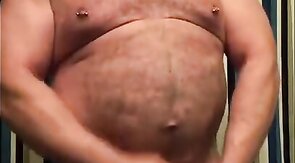 Amateur Daddy Bear Jacks Off In Bathroom Solo