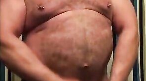 Amateur Daddy Bear Jacks Off In Bathroom Solo