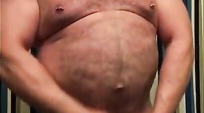 Amateur Daddy Bear Jacks Off In Bathroom Solo