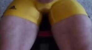 Muscular Daddy Bear Jacks Off in a Wrestling Singlet