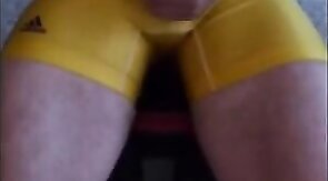 Muscular Daddy Bear Jacks Off in a Wrestling Singlet
