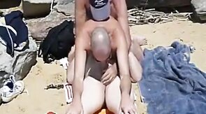 Threesome Fun on the Beach with Hung Amateurs