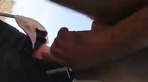 Mature Daddy Strokes Outdoors