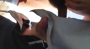 Mature Daddy Strokes Outdoors