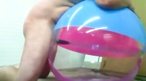 Daddy Plays with Inflatable Beach Ball Sex Toy