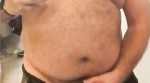 Fat Bear Stroking His Big Cock