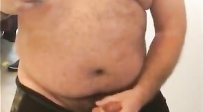 Fat Bear Stroking His Big Cock