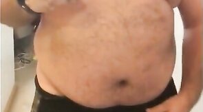 Fat Bear Stroking His Big Cock