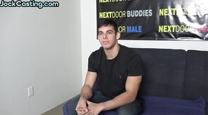 Muscled casting jock jerking off solo